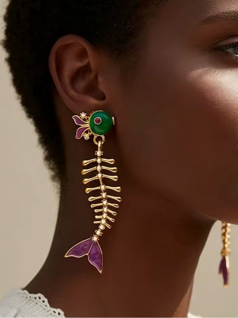 Fishbone Drop Earrings